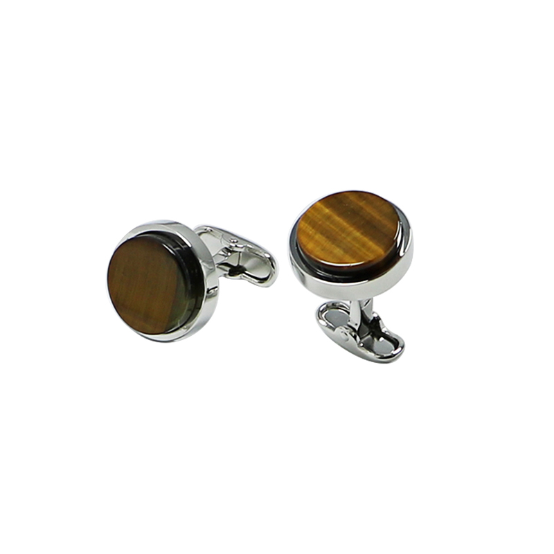 Tigers eye Flat Round Suit Cuff Links
