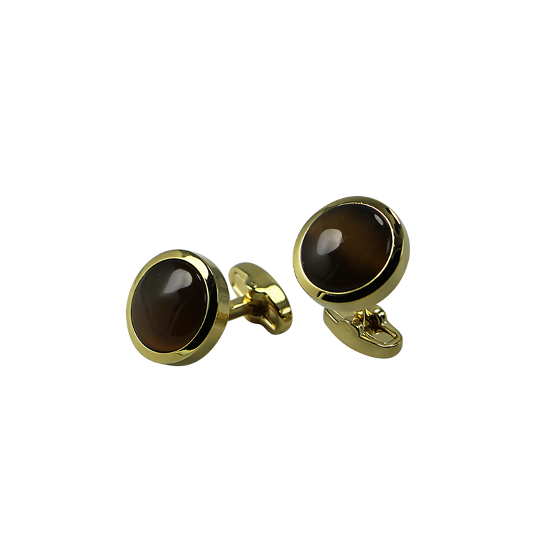 Brown Cats Eye Gold Plated Προσαρμοσμένες συνδέσεις Cuff